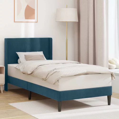 vidaXL Ágykeret fejtámlával Kék 90 x 190 cm Bársony