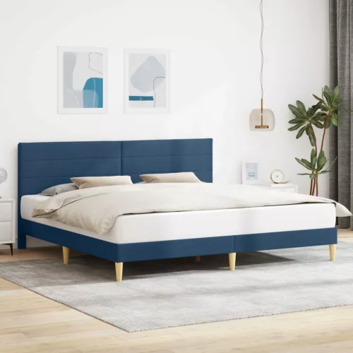 vidaXL Ágykeret fejtámlával Kék 200 x 200 cm Szövet
