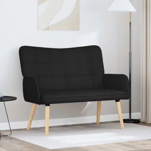 Kétüléses Kanapé Fekete 115 x 61 x 87 cm Szövet