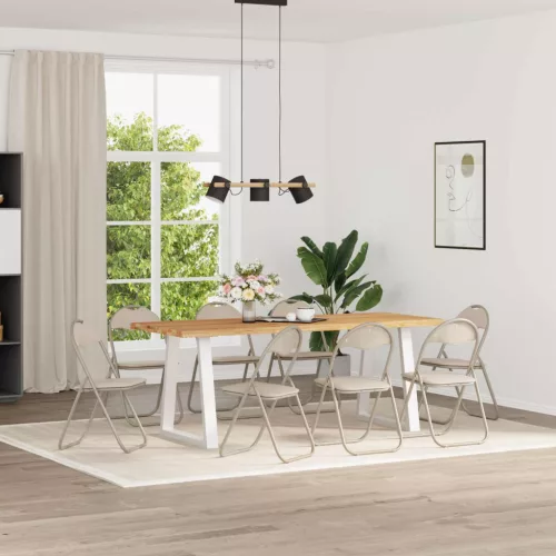 vidaXL Összecsukható szék 8 pcs Homokszín 48 x 43,5 x 81 cm Műbőr