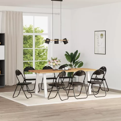 vidaXL Összecsukható szék 8 pcs Fekete 48 x 43,5 x 81 cm Műbőr