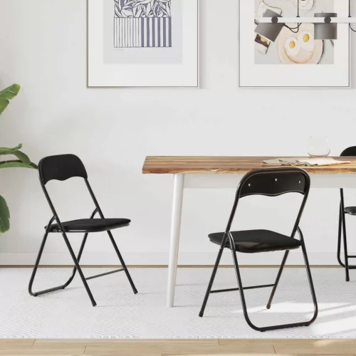 vidaXL Összecsukható szék 2 pcs Fekete 48 x 44 x 78 cm Bársony