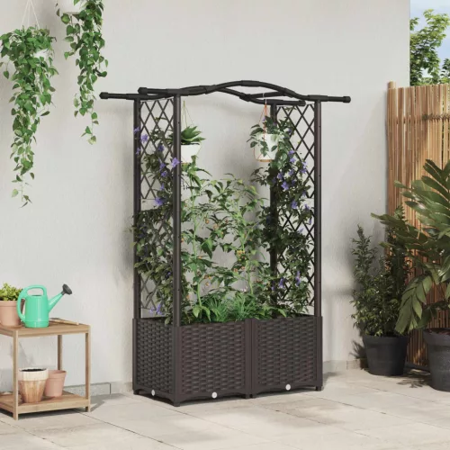 Magasított Ágy Trellis-szel és Tetővel Barna 125 x 40 x 138 cm