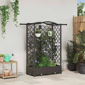   vidaXL Magasított Ágy Trellis-szel és Tetővel Barna 124 x 40 x 126 cm