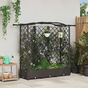   vidaXL Magasított Ágy Trellis-szel és Tetővel Barna 163 x 40 x 126 cm