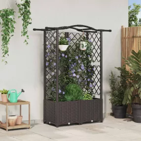   vidaXL Magasított Ágy Trellis-szel és Tetővel Barna 122 x 40 x 141 cm