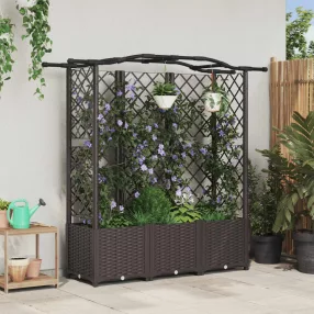   vidaXL Magasított Ágy Trellis-szel és Tetővel Barna 163 x 40 x 141 cm