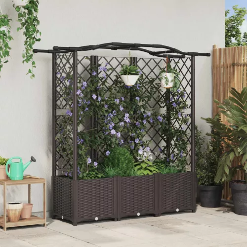 Magasított Ágy Trellis-szel és Tetővel Barna 163 x 40 x 138 cm