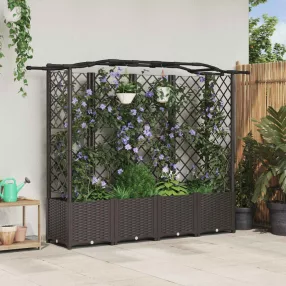   vidaXL Magasított Ágy Trellis-szel és Tetővel Barna 204 x 40 x 141 cm