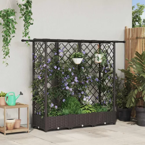 Magasított Ágy Trellis-szel és Tetővel Barna 164 x 40 x 121 cm