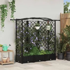   vidaXL Magasított Ágy Trellis-szel és Tetővel Fekete 163 x 40 x 126 cm