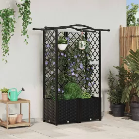  vidaXL Magasított Ágy Trellis-szel és Tetővel Fekete 122 x 40 x 141 cm