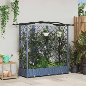  vidaXL Magasított Ágy Trellis-szel és Tetővel Szürke 163 x 40 x 126 cm