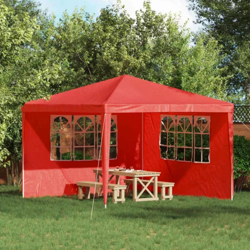 vidaXL Parti sátor oldalfal 2 pcs 300 x 195 cm Piros PE és acél