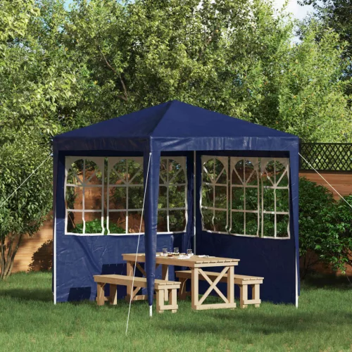 vidaXL Parti sátor oldalfal 2 pcs 200 x 195 cm Kék PE és acél