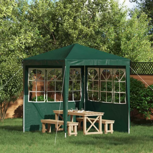 vidaXL Parti sátor oldalfal 2 pcs 200 x 195 cm Zöld PE és acél
