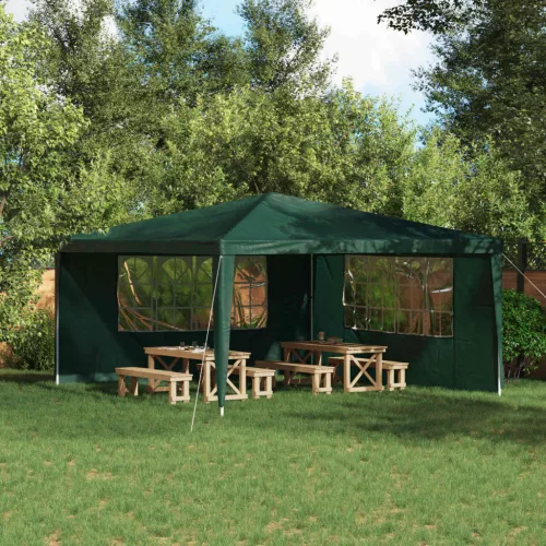 vidaXL Parti sátor oldalfal 2 pcs 400 x 195 cm Zöld PE és acél