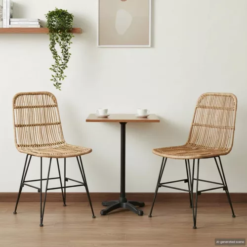 vidaXL Étkezőszék 2 pcs Természetes 41 x 55 x 85 cm Rattan és acél