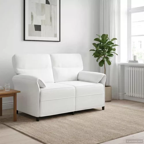 Kétüléses Kanapé 2-személyes Fehér 138 x 83 x 95 cm Szövet