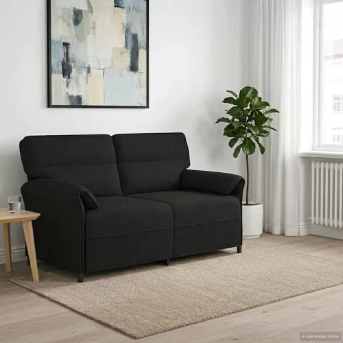 Kétüléses Kanapé 2-személyes Fekete 158 x 83 x 95 cm Szövet