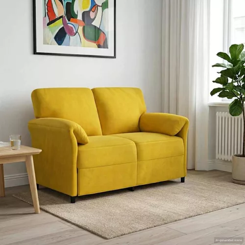 Kétüléses Kanapé Sárga 138 x 83 x 95 cm Bársony