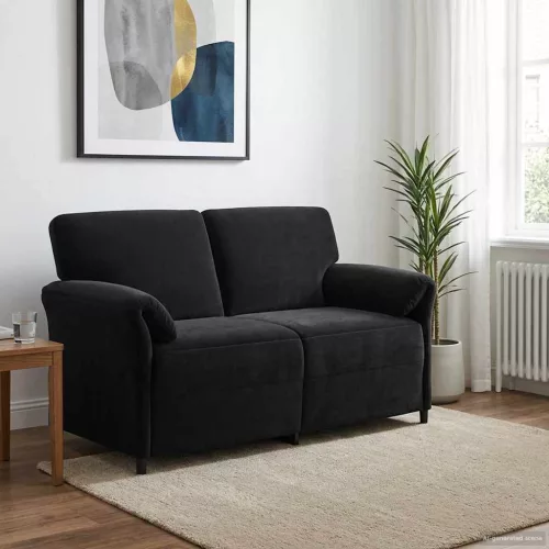 Kétüléses Kanapé Fekete 158 x 83 x 95 cm Bársony