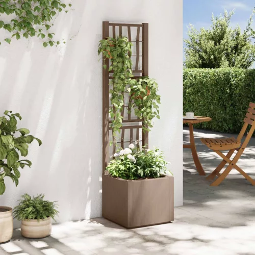 vidaXL Kertész cserép rácsos változattal Barna 36 x 36 x 140 cm PP