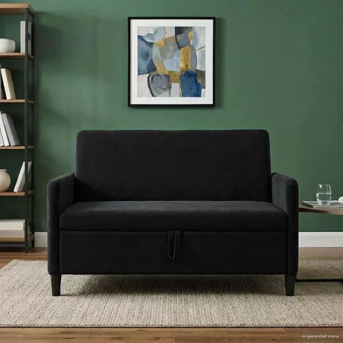 Tárolós Kanapé 2-személyes Fekete 122 x 78 x 87 cm Poliészter