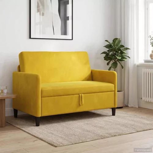 Tárolós Kanapé 2-személyes Sárga 122 x 78 x 87 cm Poliészter