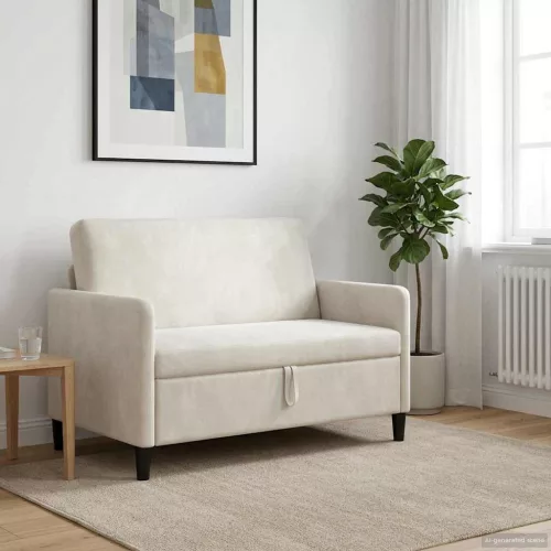 Tárolós Kanapé 2-személyes Krémszínű 122 x 78 x 87 cm