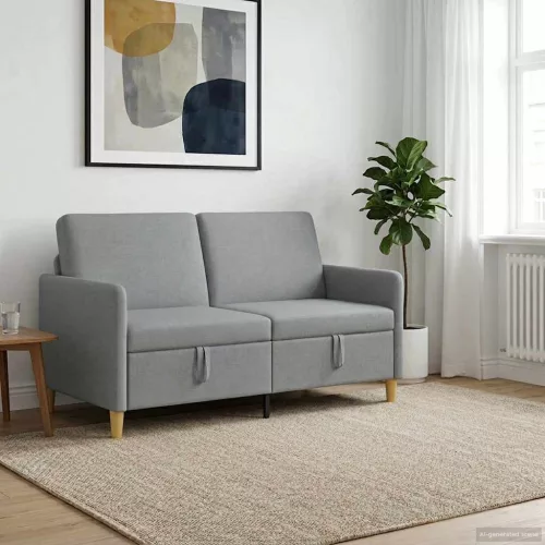 Tárolós Kanapé Világosszürke 152 x 78 x 87 cm Poliészter