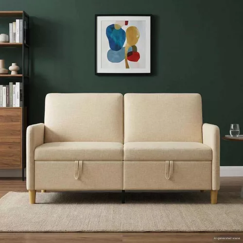Tárolós Kanapé Krémszínű 152 x 78 x 87 cm Poliészter