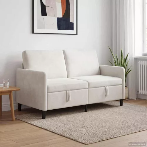 Tárolós Kanapé 2-személyes Krémszínű 152 x 78 x 87 cm