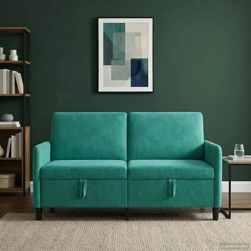 Tárolós Kanapé 2-személyes Türkiz 152 x 78 x 87 cm Poliészter