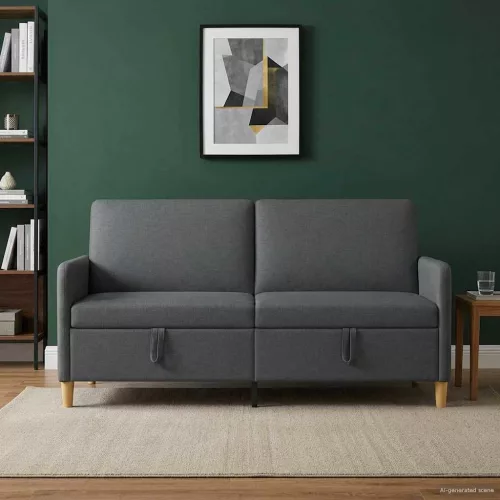 Tárolós Kanapé Sötétszürke 172 x 78 x 87 cm Poliészter