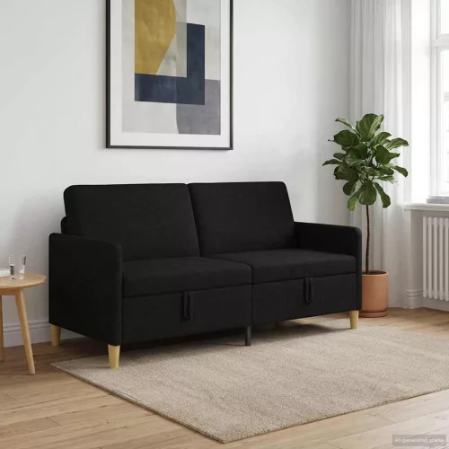 Tárolós Kanapé Fekete 172 x 78 x 87 cm Poliészter