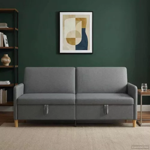 Tárolós Kanapé Sötétszürke 192 x 78 x 87 cm Poliészter