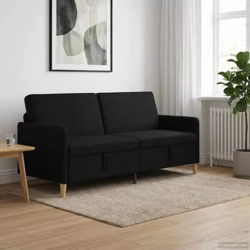 Tárolós Kanapé Fekete 192 x 78 x 87 cm Poliészter