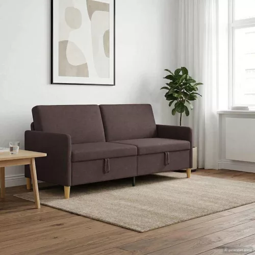 Tárolós Kanapé Sötét Barna 192 x 78 x 87 cm Poliészter