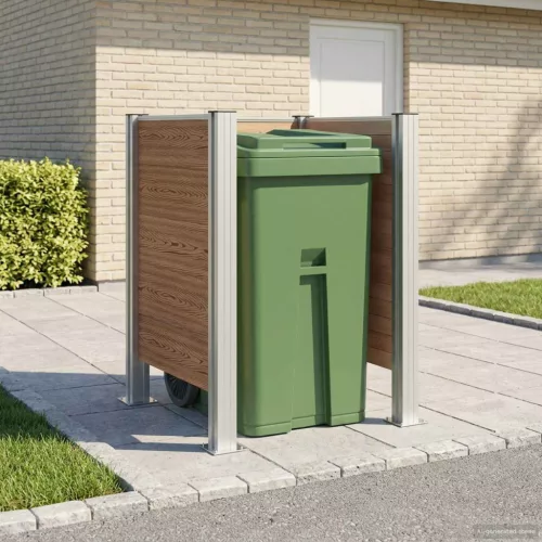 vidaXL Hulladék Gyűjtő Kerítés Barna 85 x 85 x 115 cm Alumínium és WPC