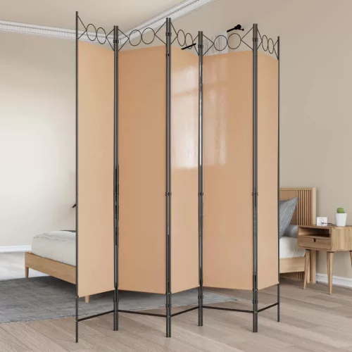 vidaXL 5-paneles szoba elválasztó Bézs 200 x 200 cm Szövet