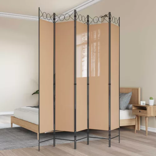 vidaXL 5-paneles szoba elválasztó Bézs 200 x 220 cm Szövet
