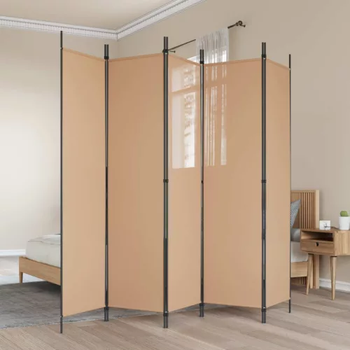 vidaXL 5-paneles szoba elválasztó Bézs 250 x 200 cm Szövet