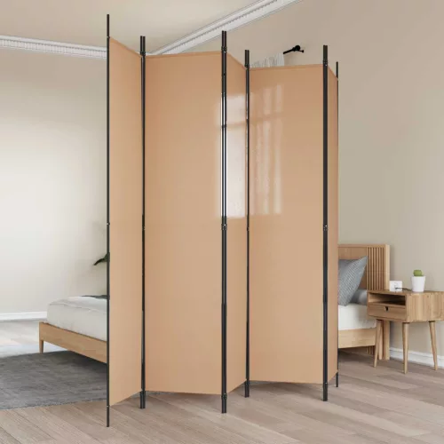 vidaXL 5-paneles szoba elválasztó Bézs 250 x 220 cm Szövet