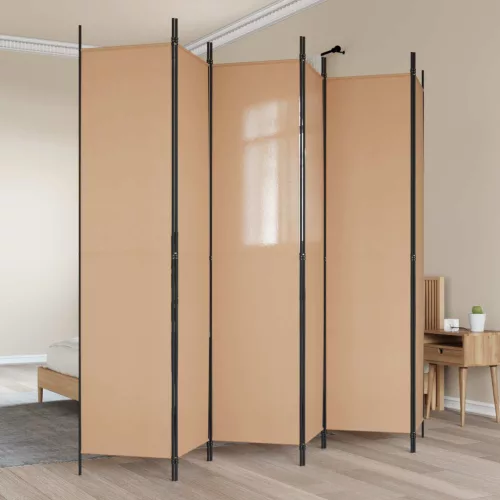 vidaXL 6-paneles szobaelválasztó Bézs 300 x 220 cm Szövet