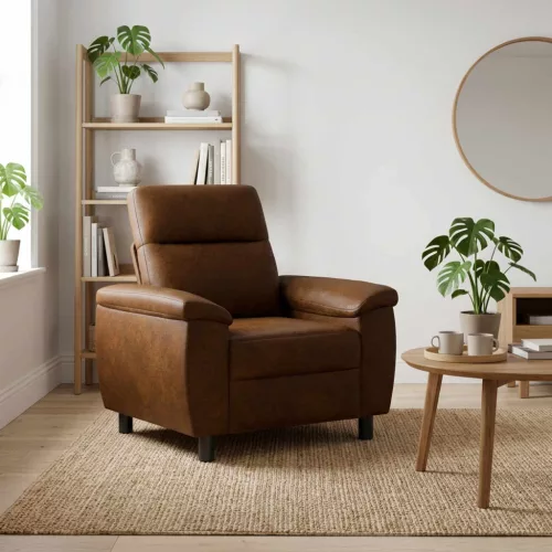 Kanapé Barna 95 x 90 x 95 cm Műsuede Bőr