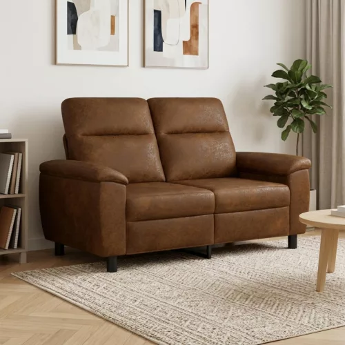 Kanapé Barna 158 x 90 x 95 cm Műsuede Bőr