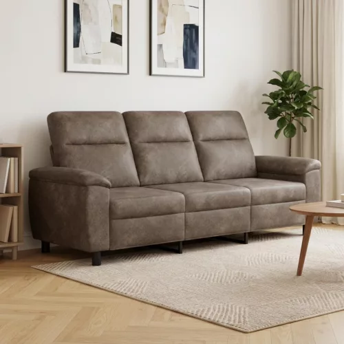 Kanapé Sötétszürke 214 x 90 x 95 cm Műsuede Bőr