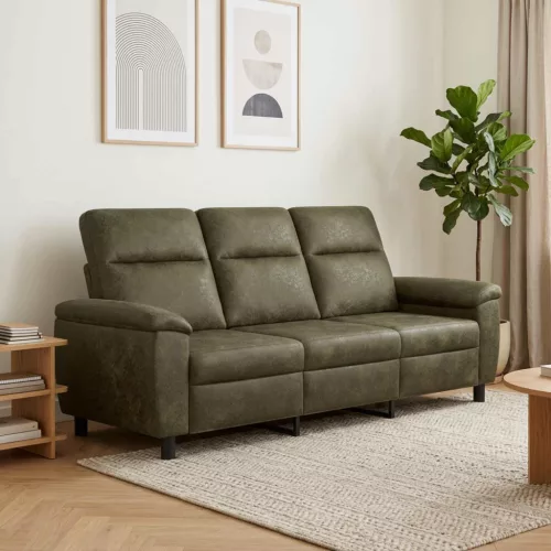 Kanapé Katonai zöld 214 x 90 x 95 cm Műsuede Bőr