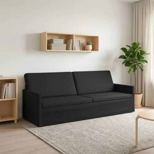 3 személyes kanapé Fekete 220 x 81 x 82 cm Szövet